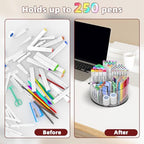 Absonic 250pcs Acrylic Pencil Holder Marker Organizer, Back to School 360-Degree Rotating Pen Holder, Crayon Organizers for Kids Pencil Organizer Caddy Art Supply Lazy Susan Organizer for Desk Office - Image 3