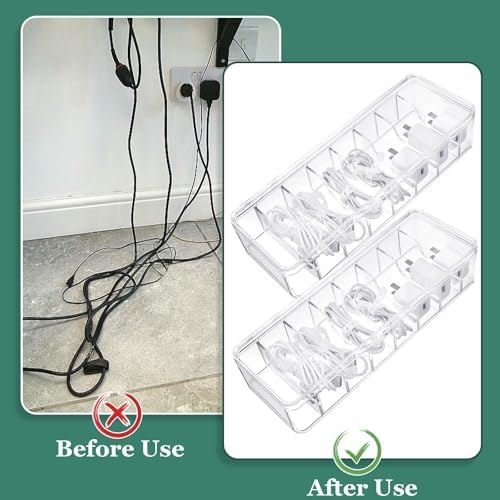 ProSuites Cable Organizer Box with Lid, 5 Pcs Clear Cord Storage Organizer with 50 Cable Ties 108 Cable Labels, Charger Organizer for Office Desk Drawer Organizers and Accessories - Image 5