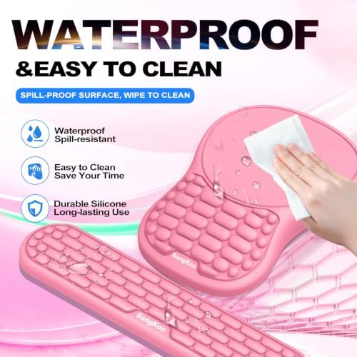Ergonomic Keyboard Wrist Rest and Mouse Pad Wrist Support Set, Pink - Image 4