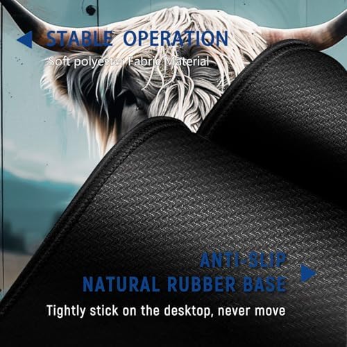 Large Mouse Pad + Keyboard Wrist Rest Set, Extended Gaming Mousepad (31.5X11.8 inch) with Non-Slip Rubber, Ergonomics Memory Foam Mouse Wrist Rest Support, Highland Cow Painting XXL Desk Pad - Image 4