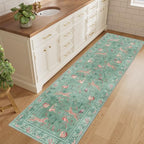 DUKINO 2x6 Runner Rug, Washable Animal Kitchen Rugs Non Slip, Teal - Image 4