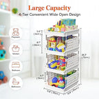 Lifewit Plastic Stackable Storage Baskets, 4 Tier Stacking Bins for Food and Clothes, Multifunctional Organizer for RV, Kitchen, Playroom, Pantry and Bathroom, 13.8"D x 11.8"W x 28.3"H, 1 Pack, White - Image 3
