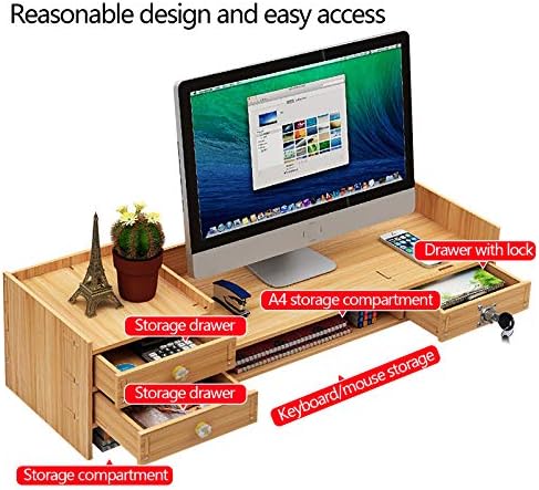 Gdrasuya10 Desk Drawer Organizers And Accessories Office Wood Desk Organizers W/Lock File Storage Computer Desktop Tray Diy Office Desk Organizer - Image 7
