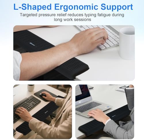 UnivoColors PostureUp L-Shaped Desk Long Wrist Rest Elbow, Non-Slip, Memory Foam, Desk Edge Support, Ergonomic Design for Long-Hour Work (23.6 * 3.9 inch One-Piece Design,Grey) - Image 6