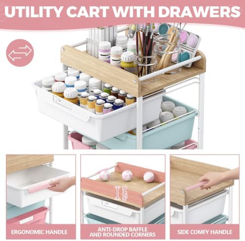 SYKIARIOL Rolling Storage Utility Cart with 5 Drawers,Colorful - Image 3