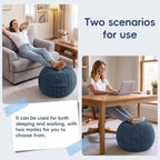 Hobestluk Stuffed Pouf Ottoman Footrest,Round Footstool,Small,Blue Grey - Image 3