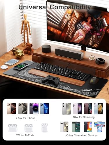 Magnetic Wireless Charging Mouse Pad, 31.5"x15.8" Large Desk Mat - Image 3