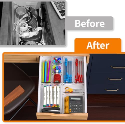 Yieach 44 Pcs Clear Acrylic Drawer Organizer Trays,1.6 in Shallow In Drawer Organizers for Bathroom,Office Desk and Vanity Organizers,Plastic Trays for Organizing for Jewelry,Cosmetic,Utensil,Junks - Image 3
