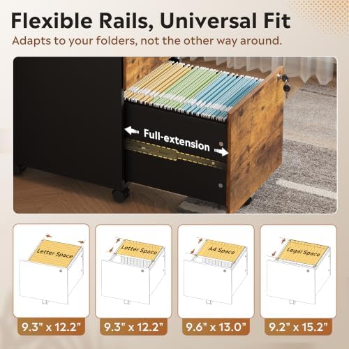DEVAISE 3 Drawer Wood File Cabinet with Upgrade to 3 Individual Locks - Image 4
