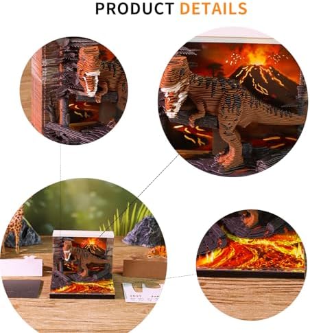 3D Memo Pad, 3D Calendar 2027, Time Piece Calendar, Tear-Off Calendars 2027, 3D Paper Carving Art Memo Pad, Art Carving Sticky Notes for Office Home Gifts Ornaments (Tyrannosaurus Rex) - Image 6