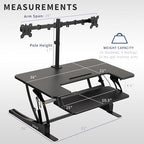 VIVO Black 36 inch Desk Riser with Monitor Mount, DESK-KIT-0V02 - Image 3