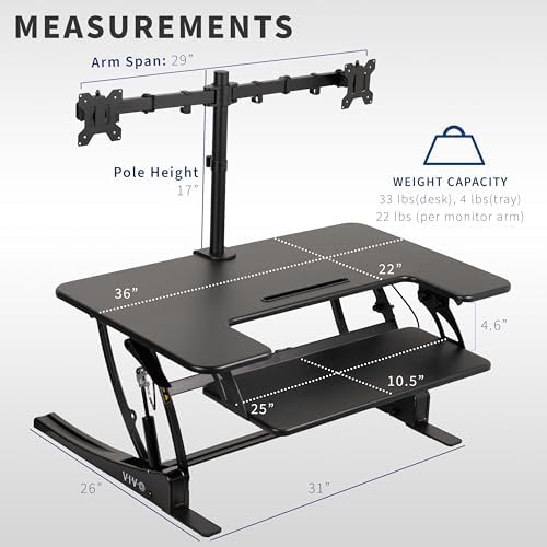 VIVO Black 36 inch Desk Riser with Monitor Mount, DESK-KIT-0V02 - Image 3