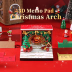 3D Memo Pad Time Piece Calendar 2027, 3D Tear-Off Art Desk Calendar 2027, Creative 3D Memo Pad Paper Art Tree House DIY Paper Carving Decoration (Christmas Arch) - Image 2