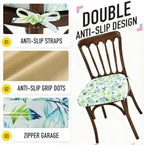 SUNROX Cooling Gel Memory Foam Chair Cushions, 2.6" Thick U-Shaped Dual-Layer Comfort Dining Chair Pads, Non Slip Seat Cushion with Ties for Indoor Kitchen Office 17"x16" Set of 4, Aqua Pilea Notata - Image 6