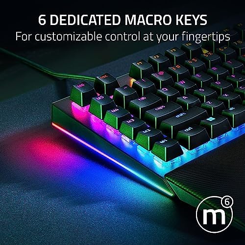 Razer BlackWidow V4 Mechanical Gaming Keyboard: Yellow Switches Linear & Silent-Chroma RGB - 6 Macro Keys - Magnetic Wrist Rest - Doubleshot ABS Keycaps - Multi-Function Roller &Media Keys (Renewed) - Image 4