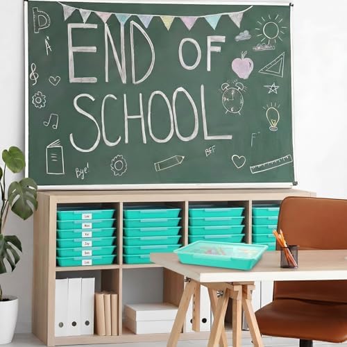 Tinlade 24 Pcs Classroom Paper Storage Bins with Lids, Teal, 13x10in - Image 4