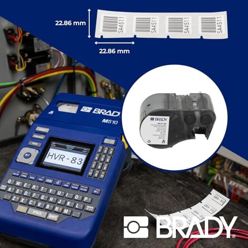 Brady Authentic (M5-97-488) Solvent Resistant Polyester Labels 0.9 in H x 0.9 in W Black on White, 280 Labels. for use with The BMP51 and M511 Label Printers - Image 7