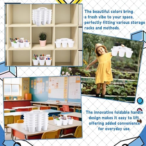 gisgfim 6 Pack Classroom Caddy Organizer with Handle, 6 Compartments, White - Image 6
