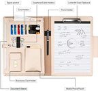 Toplive Portfolio Case, Conference Folder Executive Business Padfolio with Document Sleeve, Letter/ A4 Size Clipboard, Business Card Holders, Portfolio Padfolio for Women & Men, Rose Gold - Image 3