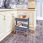 Melody House 2-Tier Metal Utility Rolling Cart Storage Side End Table with Cover Board for Office Home Kitchen Organization, Dark Gray - Image 4