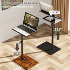 YUHFERA Sofa Armrest Tray Table for Couch - 360° Swivel Height Adjustable End for Small Spaces, Snack Side Table for Bed or Chair with Phone & Tablet Slot (Rich,Angle Adjustable) - Image 5