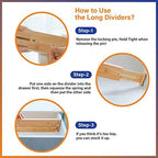 Adjustable Bamboo Drawer Dividers for Clothes, Kitchen Utensils, Office Desks, Bathroom Accessories, Socks and Underwear, and Personal Items, 4 Dividers with 4 Partitions - Image 7