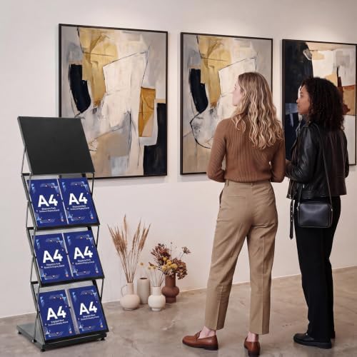 AmazingSpark Brochure Display Stand Foldable Magazine Rack Portable Double A4 Size Literature Brochure Holder Magazine Rack Metal 10 Pockets with Carrying Bag for Trade Show Exhibition Office (4-tier) - Image 6