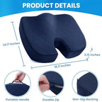 TushGuard Seat Cushion, Memory Foam Office Chair Cushion - Blue, Large - Image 2
