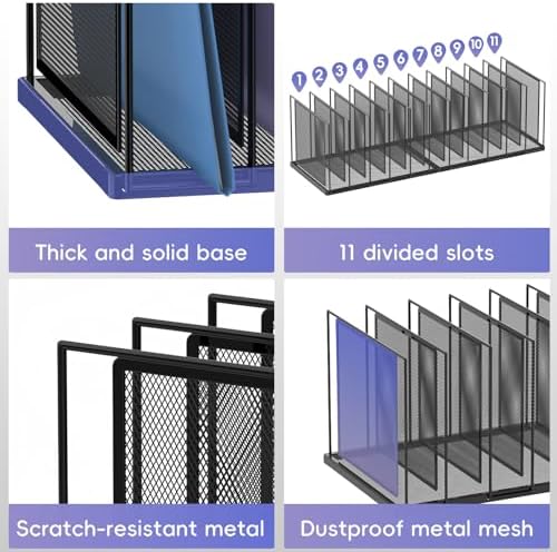 File Organizer for Desk, 11-Section Vertical File Sorter, Paper Holder Organizer Standing Metal File Folder for Office Home Classroom, Black - Image 5