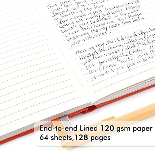 12 Pack Notebooks Journals Bulk with 12 Black Pens, Feela A5 Hardcover Notebook Classic Ruled Journal Set with Pen Holder for School Business Work Travel Writing, 120 GSM, 5.1”x8.3”, Orange - Image 3