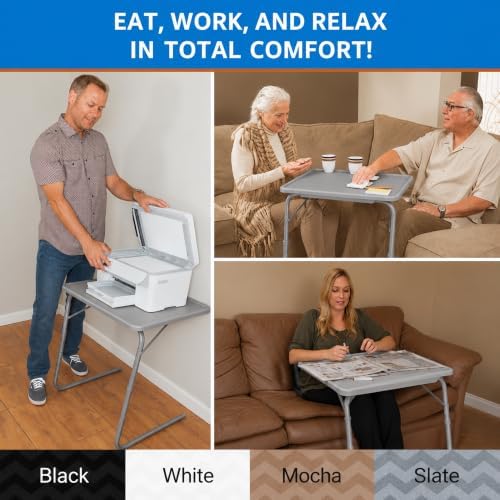 Table-Mate TV Tray Table | Portable Desk Folding Dinner Tray, Couch Table Trays for Eating Snack Food, Portable Laptop Desk, Bed Trays for Eating | Adjustable TV Trays with 3 Angles and Cup Holder - Image 5
