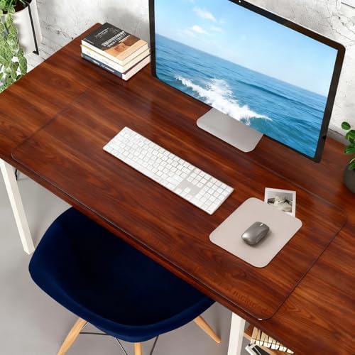 Clear Desk Mat Pad, 25"x43" Large Transparent Computer Desk Mat Plastic Desktop Protector, PVC Writing Pad,Round Edge, Waterproof Wipeable Non-Slip Table Protector for Home Office 2.5 mm by ACFBGFV