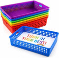 Svartur Classroom Paper Tray Set of 6, Plastic Turn in Trays for Classroom, Stackable Letter Size Organizer Bins with Handles, Teacher Storage Baskets for School Supplies, Art, Office Organization by Homepage