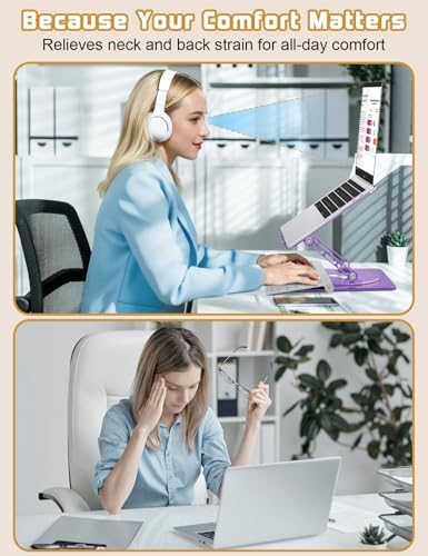 Adjustable Rotating Laptop Stand for Desk, Aluminum Riser,Purple - Image 6