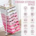 TOOLF Rolling Storage Cart with 8 Drawers,Rose Pink - Image 5