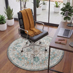 5FT Round Office Chair Mat for Hardwood Floor, Non-Slip Washable Cyan - Image 2