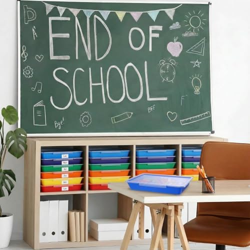 Tinlade 6 Pcs Classroom Paper Storage Bins with Lids, 13x10, Rainbow - Image 4