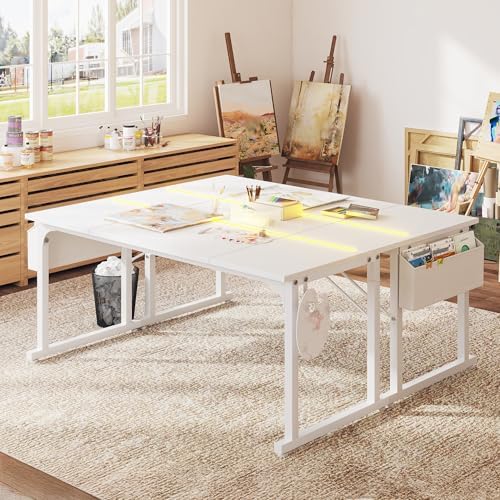 DurayLoly 63 Inch Computer Desk with Waterproof LED Lights for Bedroom - Image 3
