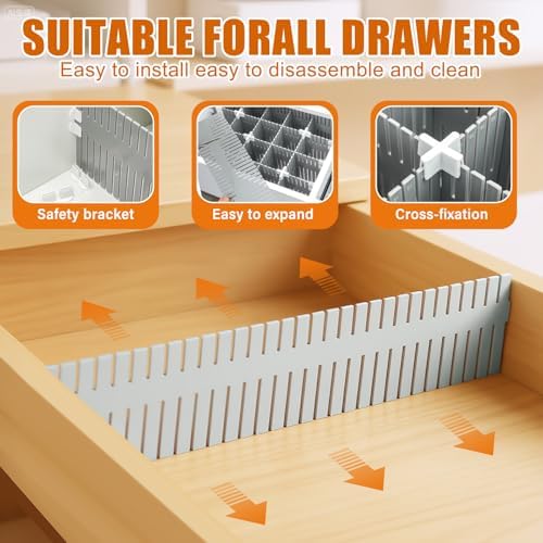 Blosssound 15 Pcs 5.12 Tall Drawer Divider Adjustable Drawer Organizer,Grey - Image 3