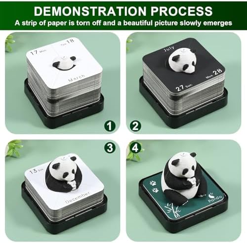 3D Calendar 2027, Desk Time Piece Calendar 2027,Tear-Away 3D Paper Art Notepad w LED Lights,Creative 3D Memo Artsy Pad Calendars, DIY Paper Carving Gift (Panda-A) - Image 5