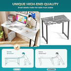 OLIXIS 55 Inch Computer Office Desk for Small Spaces, Writing Gaming Work Desk Modern Study Table with Metal Frame Home Bedroom, White - Image 5