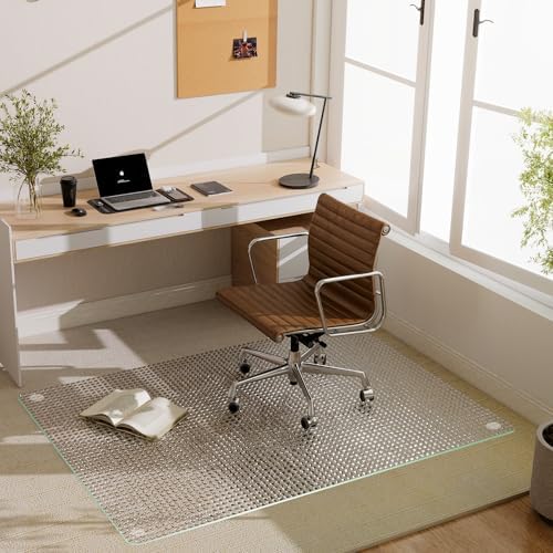 GLSLAND 36"x46" Tempered Glass Chair Mat – Checkered Patterned - Image 7