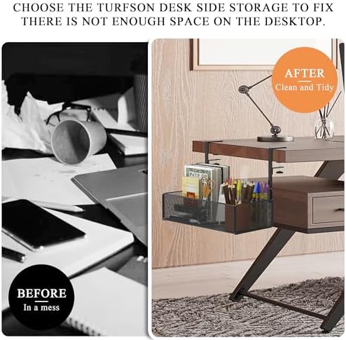 Office Under Desk Organizer Storage, Metal 3-IN-1 Clamp On Desk Side and Desktop File Document Magazine Organization Wall Hanging Bin Holder Office Supplies For Home School Essentials - Image 5