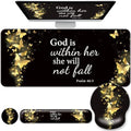 Desk Mat Set Keyboard and Mouse Pad with Wrist Rest Support by VINEBURY
