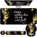 Desk Mat Set Keyboard and Mouse Pad with Wrist Rest Support by VINEBURY
