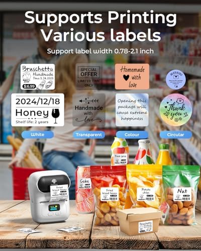 Phomemo M110 Label Maker with 3 Tapes, Portable Thermal Printer, White - Image 3