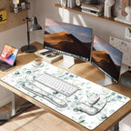 Large Mouse Pad with Wrist Support 4in1 Set, XXL Big Game Mousepad +Keyboard Wrist Rest+Mouse Wrist Rest+Coaster with Ergonomic Design Gaming Mat for Home Office Computer I Eucalyptus Branches - Image 6