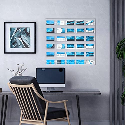 Hillban Acrylic Business Card Holder Wall Mount Office, 30 Pockets - Image 6