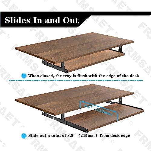 FRMSAET Under Desk 20/24/30 inch Keyboard Drawer Platform (30 in, Brown) - Image 3