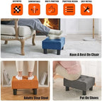 BRIAN & DANY Small Foot Stool, Leather Foot Stools with Legs, Stable Small Footstool for Living Room, Sapphire - Image 6